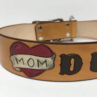 Mom Heart Saddle Tan Dog Collar